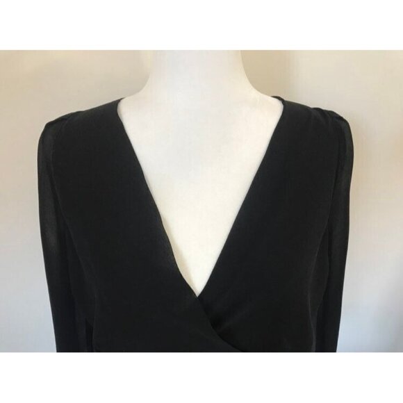 ARITZIA BABATON Alexander Blouse Top 100% Silk Size Small Black 3/4 Sleeve - Picture 3 of 9